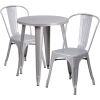 Commercial Grade 24" Round Metal Indoor-Outdoor Table Set with 2 Cafe Chairs