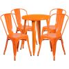 Commercial Grade 24" Round Metal Indoor-Outdoor Table Set with 4 Cafe Chairs