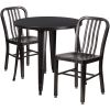 Commercial Grade 30" Round Metal Indoor-Outdoor Table Set with 2 Vertical Slat Back Chairs