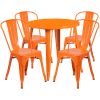 Commercial Grade 30" Round Metal Indoor-Outdoor Table Set with 4 Cafe Chairs