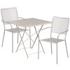 Commercial Grade 28" Square Indoor-Outdoor Steel Folding Patio Table Set with 2 Square Back Chairs