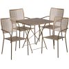 Commercial Grade 28" Square Indoor-Outdoor Steel Folding Patio Table Set with 4 Square Back Chairs