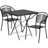 Commercial Grade 28" Square Indoor-Outdoor Steel Folding Patio Table Set with 2 Round Back Chairs