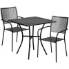 Commercial Grade 28" Square Indoor-Outdoor Steel Patio Table Set with 2 Square Back Chairs
