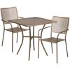 Commercial Grade 28" Square Indoor-Outdoor Steel Patio Table Set with 2 Square Back Chairs
