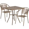 Commercial Grade 28" Square Indoor-Outdoor Steel Patio Table Set with 2 Round Back Chairs