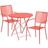 Commercial Grade 30" Round Indoor-Outdoor Steel Folding Patio Table Set with 2 Square Back Chairs