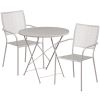 Commercial Grade 30" Round Indoor-Outdoor Steel Folding Patio Table Set with 2 Square Back Chairs