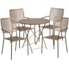 Commercial Grade 30" Round Indoor-Outdoor Steel Folding Patio Table Set with 4 Square Back Chairs