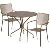 Commercial Grade 35.25" Round Indoor-Outdoor Steel Patio Table Set with 2 Square Back Chairs