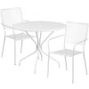 Commercial Grade 35.25" Round Indoor-Outdoor Steel Patio Table Set with 2 Square Back Chairs