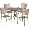 Commercial Grade 35.25" Round Indoor-Outdoor Steel Patio Table Set with 4 Square Back Chairs