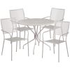 Commercial Grade 35.25" Round Indoor-Outdoor Steel Patio Table Set with 4 Square Back Chairs