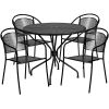 Commercial Grade 35.25" Round Indoor-Outdoor Steel Patio Table Set with 4 Round Back Chairs