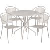 Commercial Grade 35.25" Round Indoor-Outdoor Steel Patio Table Set with 4 Round Back Chairs