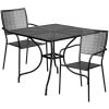 Commercial Grade 35.5" Square Indoor-Outdoor Steel Patio Table Set with 2 Square Back Chairs