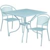 Commercial Grade 35.5" Square Indoor-Outdoor Steel Patio Table Set with 2 Round Back Chairs