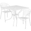Commercial Grade 35.5" Square Indoor-Outdoor Steel Patio Table Set with 2 Round Back Chairs