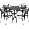 Commercial Grade 35.5" Square Indoor-Outdoor Steel Patio Table Set with 4 Round Back Chairs