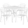 Commercial Grade 35.5" Square Indoor-Outdoor Steel Patio Table Set with 4 Round Back Chairs