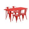 Commercial Grade 31.5" x 63" Rectangular Metal Indoor-Outdoor Table Set with 4 Stack Chairs