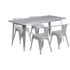 Commercial Grade 31.5" x 63" Rectangular Metal Indoor-Outdoor Table Set with 4 Arm Chairs