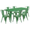 Commercial Grade 31.5" x 63" Rectangular Metal Indoor-Outdoor Table Set with 6 Stack Chairs