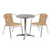 23.5'' Round Aluminum Indoor-Outdoor Table Set with 2 Rattan Chairs