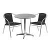27.5'' Round Aluminum Indoor-Outdoor Table Set with 2 Rattan Chairs