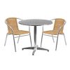 31.5'' Round Aluminum Indoor-Outdoor Table Set with 2 Rattan Chairs