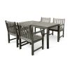 Renaissance Eco-friendly 5-piece Outdoor Hand-scraped Hardwood Hardwood Dining Set with Rectangle Table and Arm Chairs